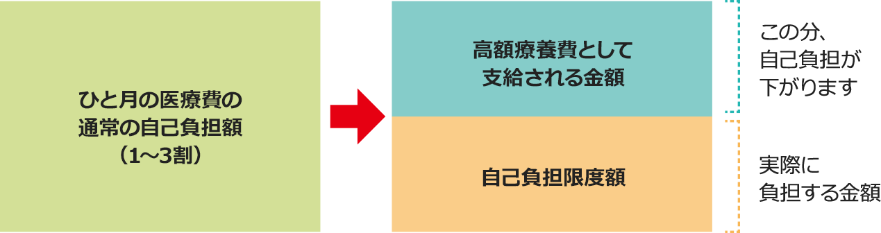 ひと月の医療費の通常の自己負担額(1~3割) 高額療養費として支給される金額 自己負担限度額